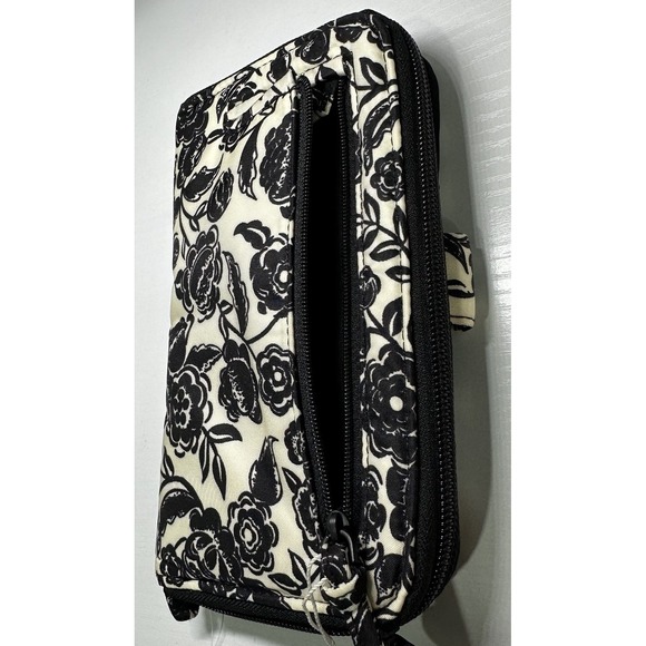 NWT Vera Bradley Large Tab Nylon Wallet Bubbly Flowers Black Pattern MSRP $95.00 - Picture 10 of 13